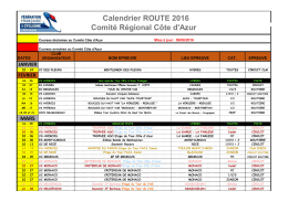 Calendrier 2016 - FFC Comité Côte d`Azur