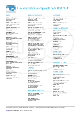 Liste des cinémas acceptant la Carte UGC BLUE