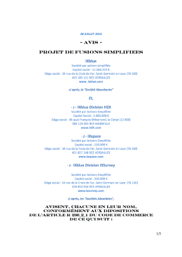 Avis - Projet de fusions simplifi&eacute;es iXblue H2X iXspace iXsurvey juillet