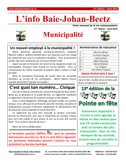 L`info Baie-Johan-Beetz - Municipalité de Baie-Johan