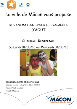 Programme des animations La Chanaye Résidence août