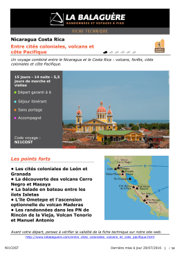 Nicaragua Costa Rica Entre cités coloniales, volcans