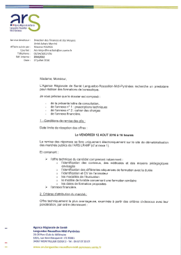 Règlement de consultation - Agences Régionales de Santé