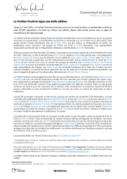 7 août / Le Verbier Festival signe une belle édition