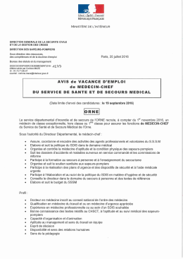 AV médecin chef SDIS Orne - Ministère de l`Intérieur