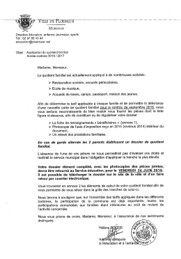 Dossier quotient familial 2016-2017