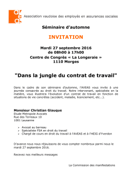 INVITATION "Dans la jungle du contrat de travail"