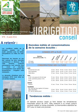 Bulletin Irrigation N°8 - Chambre d`Agriculture de Haute