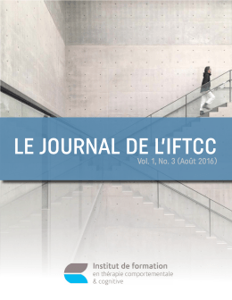 Journal de l`IFTCC vol1 no3 - L`Institut de formation en thérapie