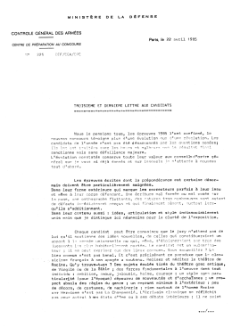 Troisième lettre du contrôleur général des armées Watremez du 22
