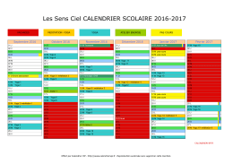 Les Sens Ciel CALENDRIER SCOLAIRE 2016-2017