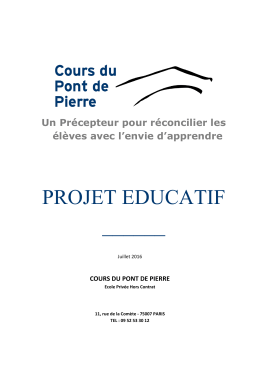 Projet Educatif du Cours du Pont de Pierre