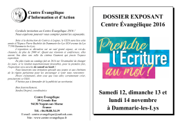DOSSIER EXPOSANT Centre Évangélique 2016 Samedi 12