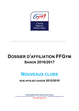 FFGym Affiliation 2016 2017 – Nouveaux clubs