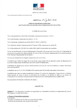Consulter l`arrêter préfectoral