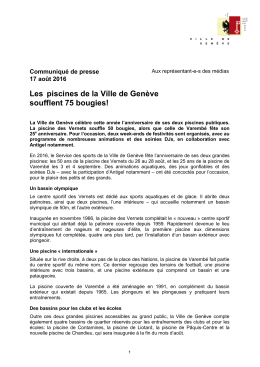 Les piscines de la Ville de Genève soufflent 75 bougies!