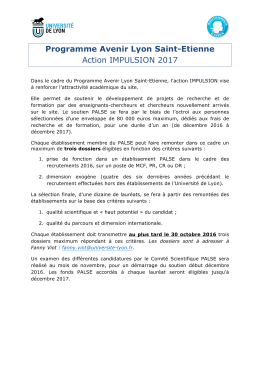 Programme Avenir Lyon Saint-Etienne Action IMPULSION