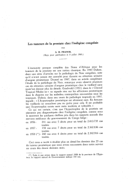Les tumeurs de la prostate chez l`indig&egrave;ne congolais
