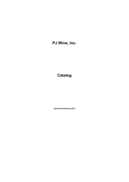 PJ Wine, Inc. Catalog