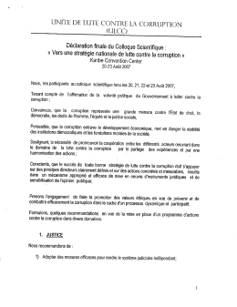 Vers une stratégie nationale de lutte contre la corruption