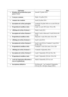 Opération Date Résultats des présélections pour passer l`écrit