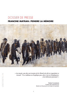 dossier de presse - Francine Mayran, Artiste de Mémoire