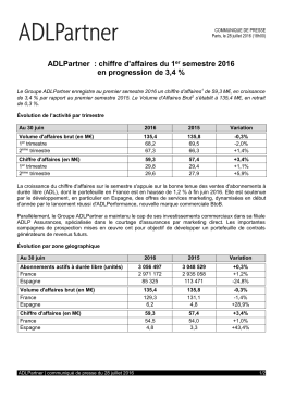 ADLPartner : chiffre d`affaires du 1er semestre 2016 en progression