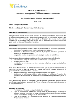 Chargé d`études Urbaines contractuel(H/F) - Saint-Brieuc
