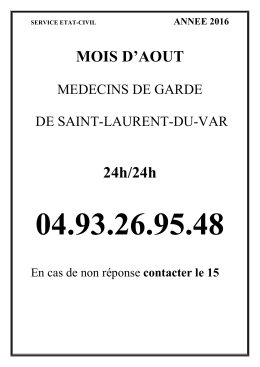 medecin de garde aout - Saint-Laurent-du-Var - Saint-Laurent-du-Var