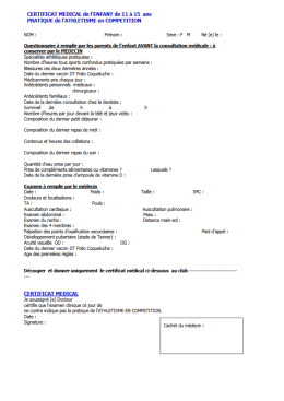 certif medical 11-15 ans