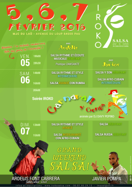 Programme complet du weekend Salsa avec Ardelis