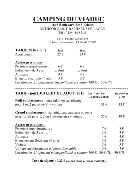 Tarifs - Camping Du Viaduc - Anthéor - Saint