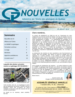 Sommaire - Ordre des Géologues du Québec
