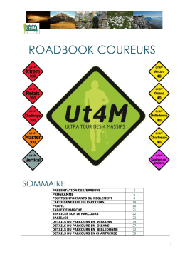 Roadbook Coureurs - Ut4M Ultra Tour des 4 Massifs