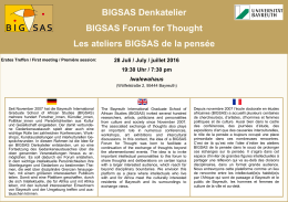 BIGSAS Denkatelier BIGSAS Forum for Thought Les ateliers