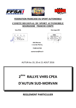VHRS Règlement Particulier Rallye Autun 2016