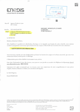 une note d`information précisant les horaires de coupure