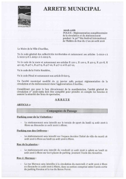 R&eacute;glementation compl&eacute;mentaire de la circulation