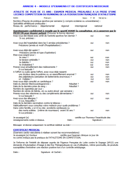 certif medical + 15 ans