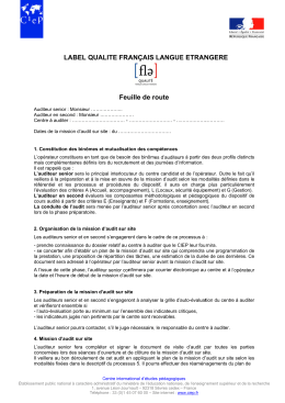 Feuille de route - Label Qualité FLE