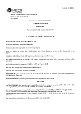 Arrêté de circulation du 12 septembre 2016 au 7