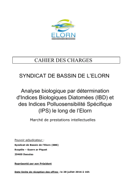 SYNDICAT DE BASSIN DE L`ELORN Analyse biologique par