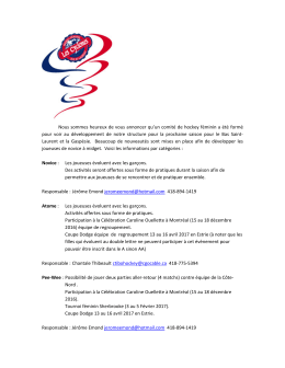 Lettre d`invitation du Comité régional de hockey féminin, Bas St