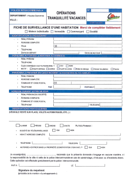 Formulaire opération tranquillité vacances - Saint
