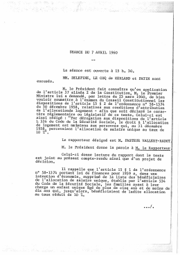 Compte-rendu de la séance du 07 avril 1960