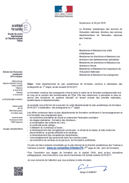 Circulaire de juillet 2016