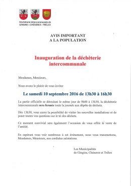 Inauguration de la déchèterie intercommunale