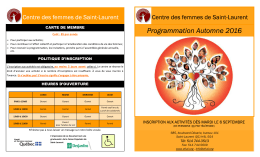 Programmation Automne 2016 - Centre des femmes de Saint