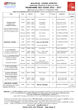 MLS Programme cours saison 2016-2017