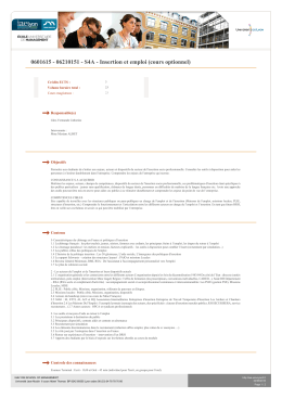 0601615 - 06210151 - S4A - Insertion et emploi (cours optionnel)